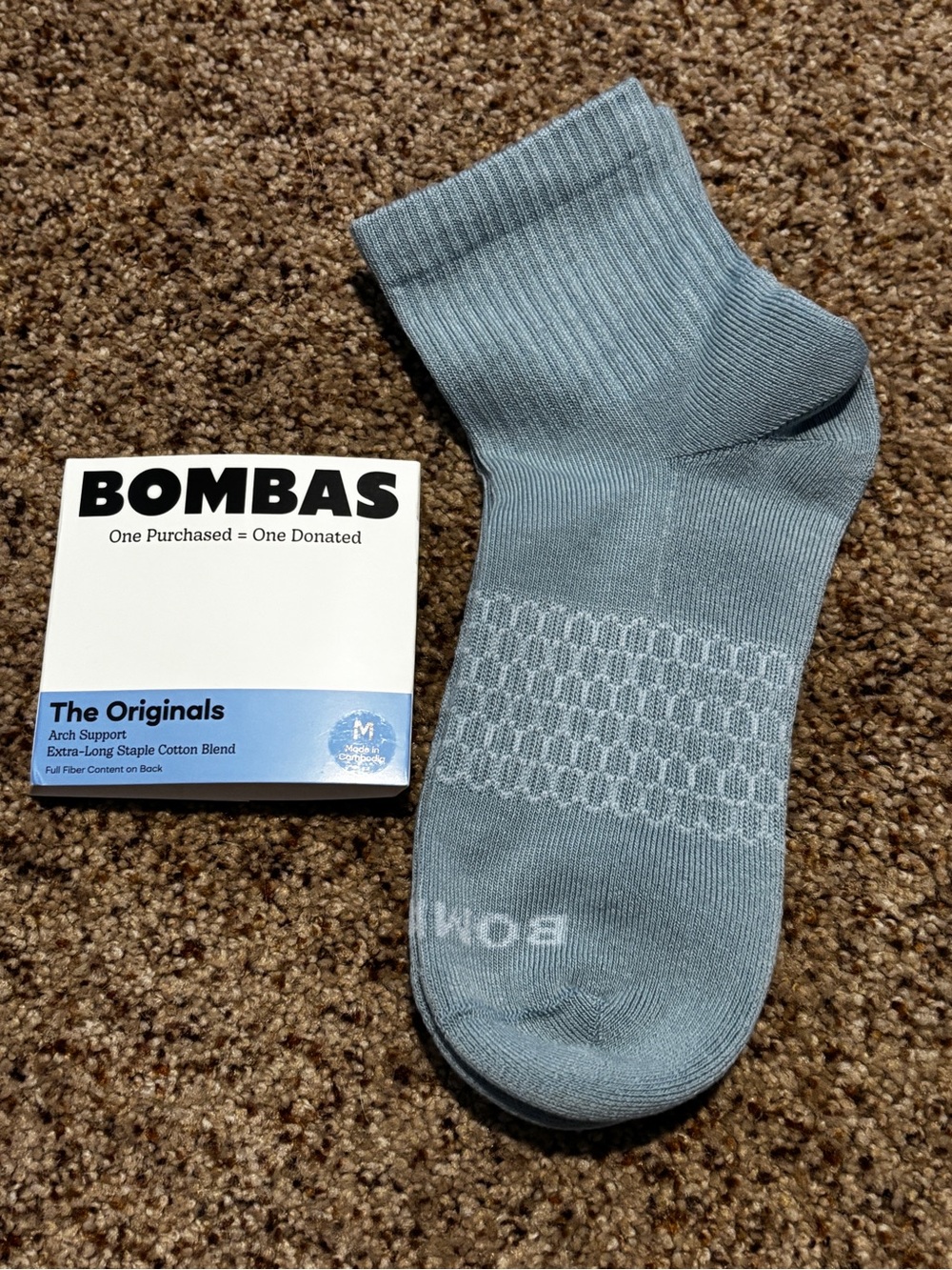 NWT Bombas Quarter Sock - Dusty Blue Medium